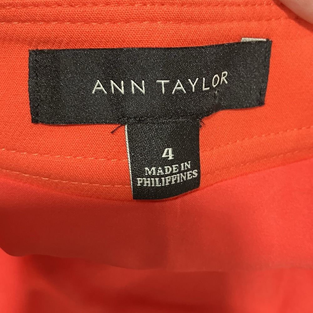 Ann Taylor Orange A-Line Skirt Side Zip Career Office Pockets Women's Size 4 - Picture 8 of 11